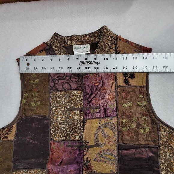 Coldwater Creek Women's Medium Brown Patchwork Oriental Sleeveless Vest Top - Picture 5 of 8
